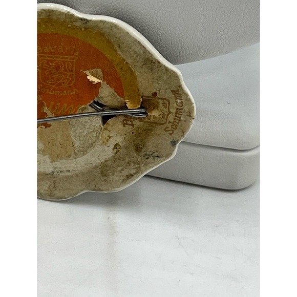 Antique Germany BAVARIAN SCHUMANN Hand Painted Floral Brooch Pin - Picture 13 of 14